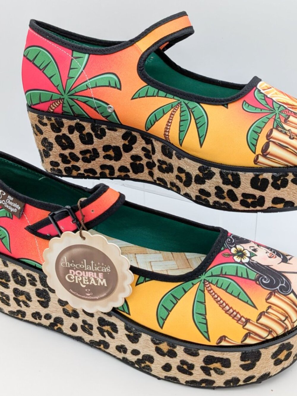Hot Chocolate Design Chocolaticas Womens 8 Tiki Rockabilly Platform Shoes - NIB - Picture 3 of 7